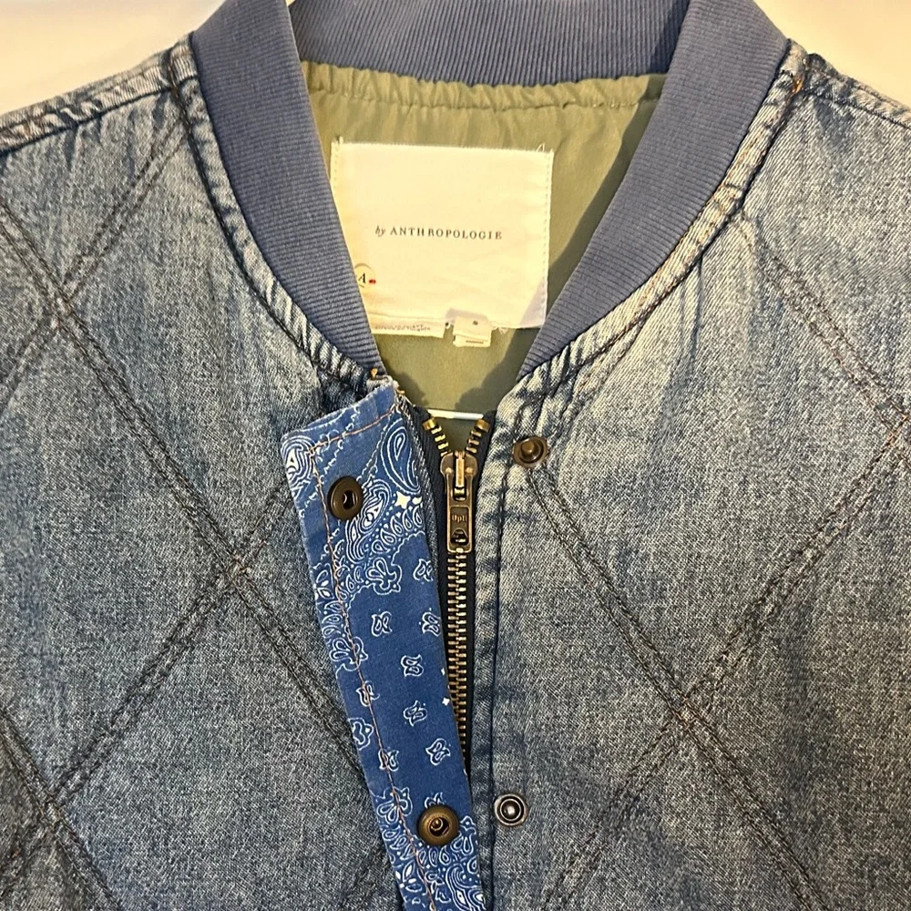 Blue Quilted Denim Jacket - Picture 3 of 5